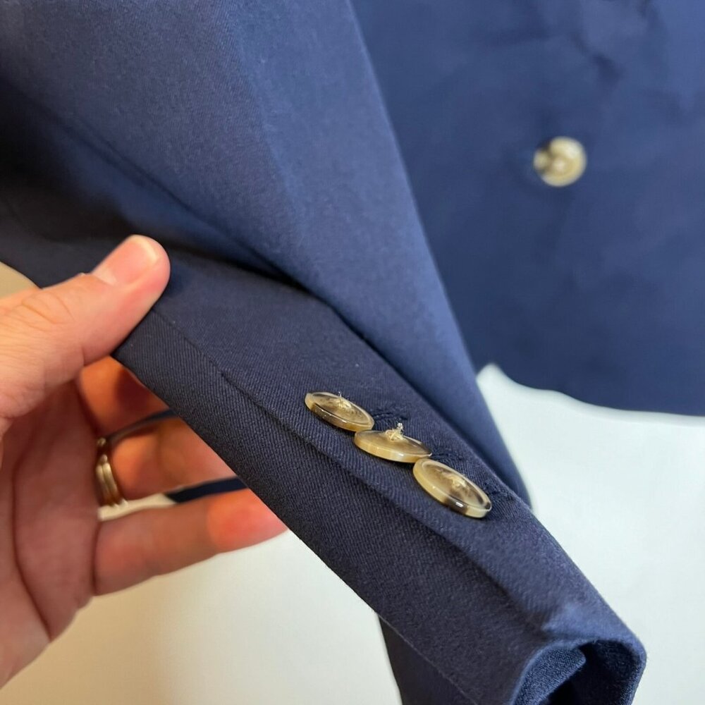 J.Crew $198 Womens Petite Two Button Blazer Navy Size 2P BP097 - Picture 6 of 9